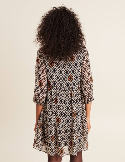 Robe évasée manches 3/4 blanc femme