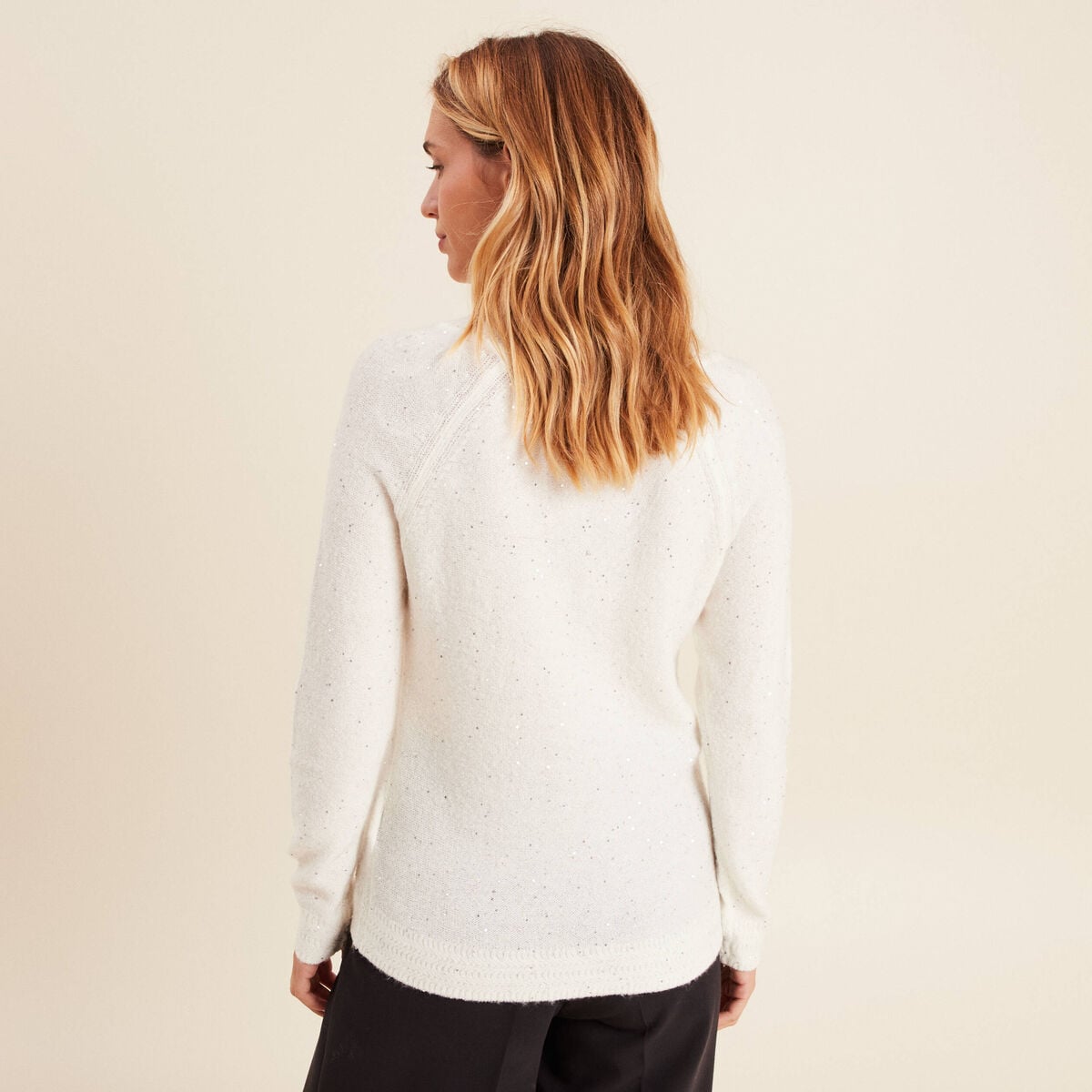Pull manches longues ecru femme