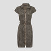 Robe droite zippée vert kaki femme