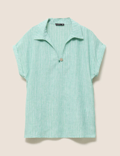 Blouse manches courtes fluide vert menthe femme