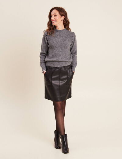 Jupe droite simili cuir noir femme