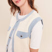 Gilet sans manches col rond ecru femme