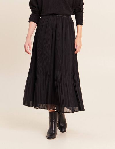 Jupe pliss&eacute;e doubl&eacute;e noir femme