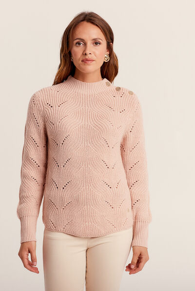 Pull manches longues vieux rose femme