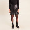 Jupe trap&egrave;ze courte aspect daim doubl&eacute;e noir femme