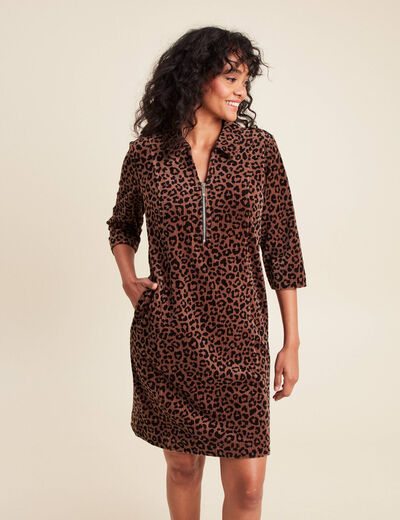Robe droite velours marron femme