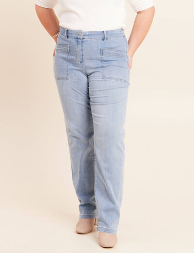 Jean coupe mom taille haute denim double stone femme