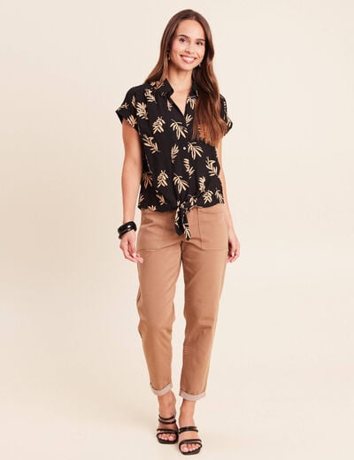 Chemise ample manches courtes noir femme
