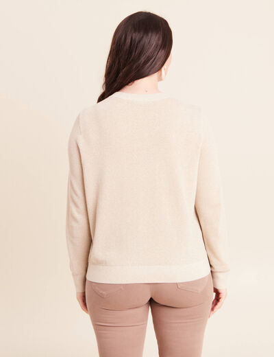 Gilet manches longues col rond brillant couleur or femme