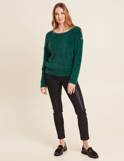 Pull manches longues vert foncé femme