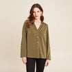 Blouse manches 3/4 à capuche vert olive femme