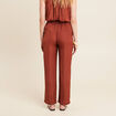 Pantalon large taille haute marron foncé femme