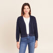 Gilet manches longues brillant bleu marine femme