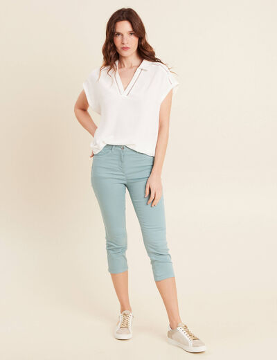 Blouse manches courtes ecru femme