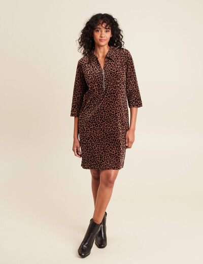 Robe droite velours marron femme