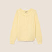 Gilet manches longues col rond jaune pastel femme