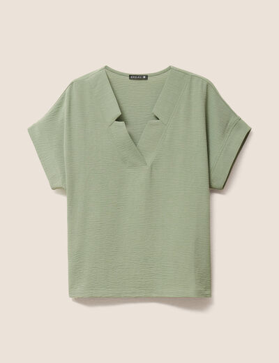 Blouse fluide manches courtes vert clair femme