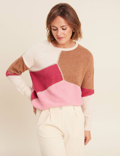Pull manches longues rose femme