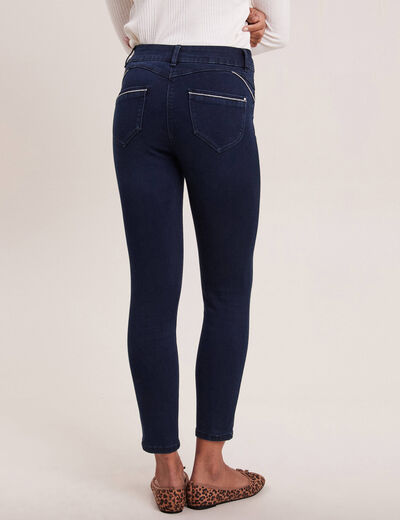 Jean coupe ajust&eacute;e 7/8&egrave;me taille haute denim brut femme
