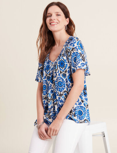 Blouse manches courtes bleu femme