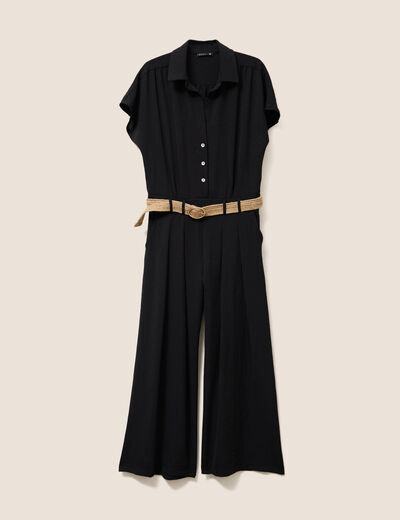 Combinaison large avec ceinture amovible noir femme