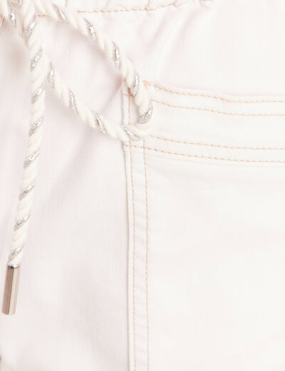 Short droit taille &eacute;lastiqu&eacute;e blanc femme