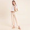 Pantalon 7/8&egrave;me coupe large ivoire femme