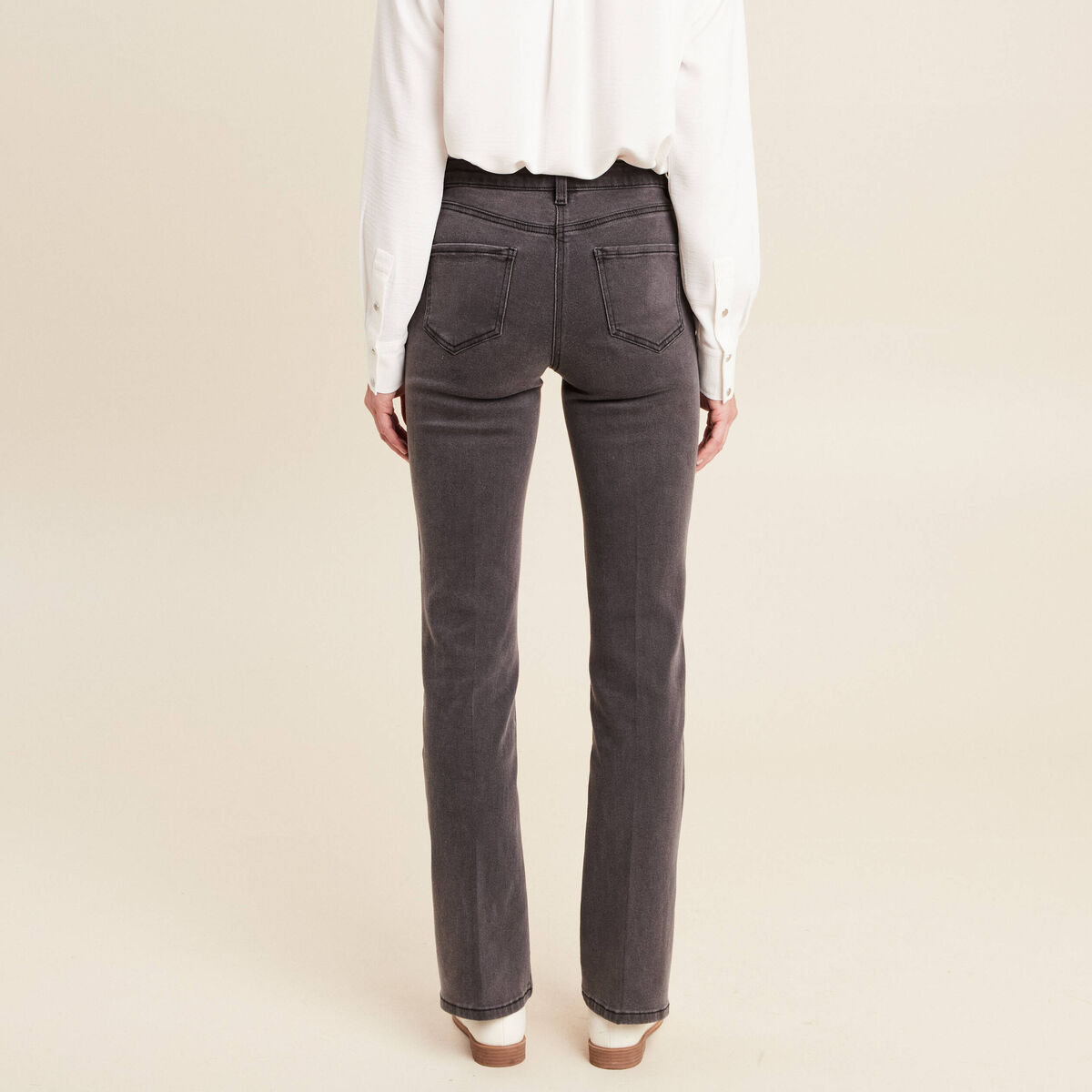 jean bootcut taille standard denim gris femme
