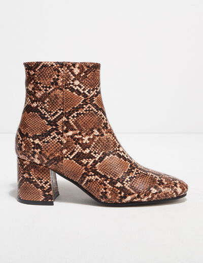 Bottines à talons texturées marron femme