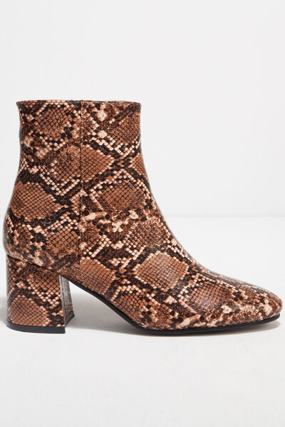 Bottines à talons texturées marron femme