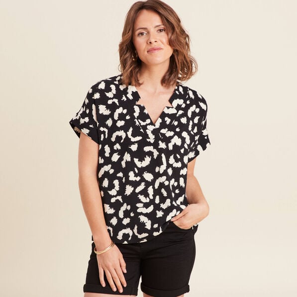 blouse fluide manches courtes noir femme Blouse fluide manches courtes noir femme