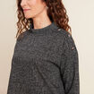 Sweat manches longues col montant gris femme