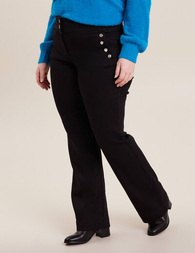 Pantalon coupe bootcut &agrave; pont noir femme