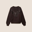 Pull col rond &agrave; sequins marron fonc&eacute; femme