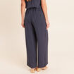 Pantalon large taille haute bleu fonc&eacute; femme