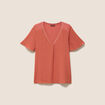 T-shirt bi-mati&egrave;re manches courtes vieux rose femme