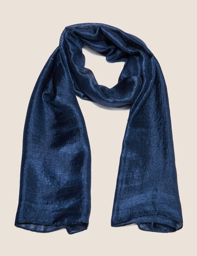 Foulard effet satin bleu marine femme