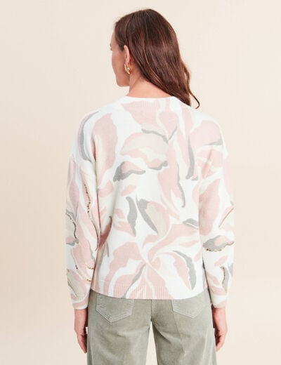 Pull col rond &agrave; sequins rose femme
