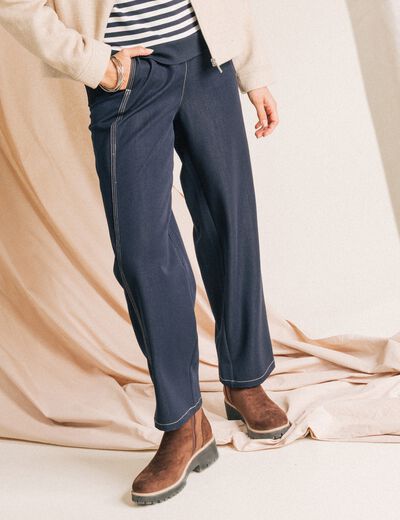 Pantalon coupe barrel denim brut femme