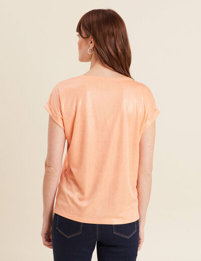 T-shirt manches courtes rose saumon femme