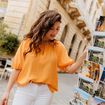 Blouse manches 3/4 orange clair femme