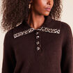 Pull droit manches longues marron fonc&eacute; femme