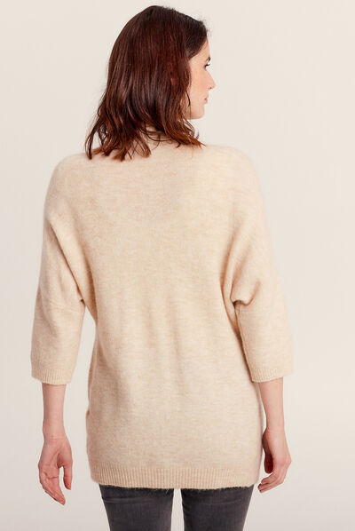 Gilet manches 3/4 beige femme