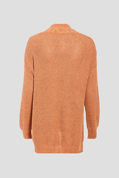 Gilet manches longues camel femme