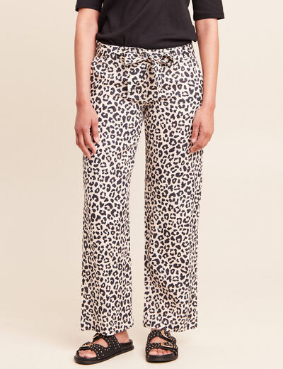 Pantalon large taille standard sable femme