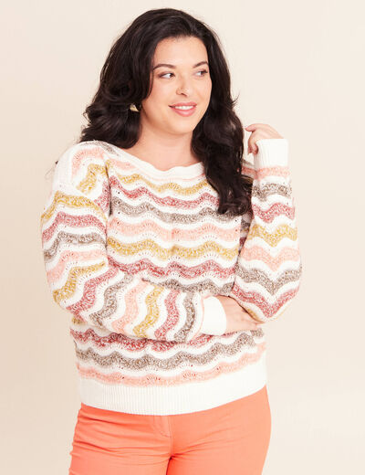 Pull col bateau manches longues vert femme