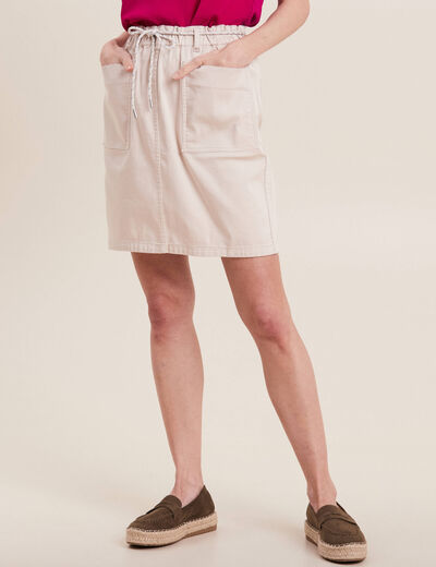 Jupe droite réversible 2 poches beige femme