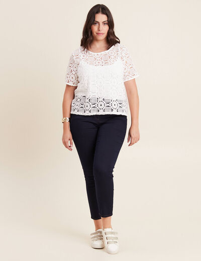 T-shirt manches courtes ecru femme