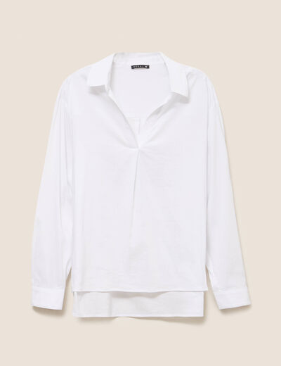Chemise droite manches longues blanc femme