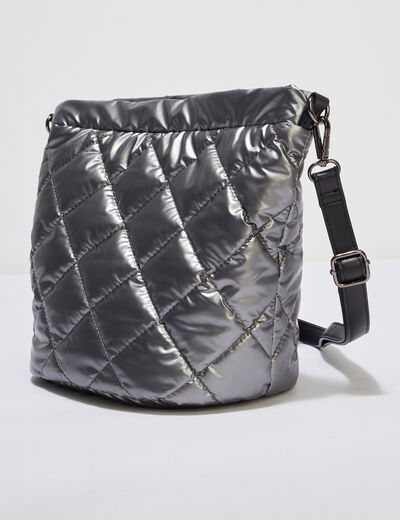 Sac seau matelassé métallisé couleur argent femme